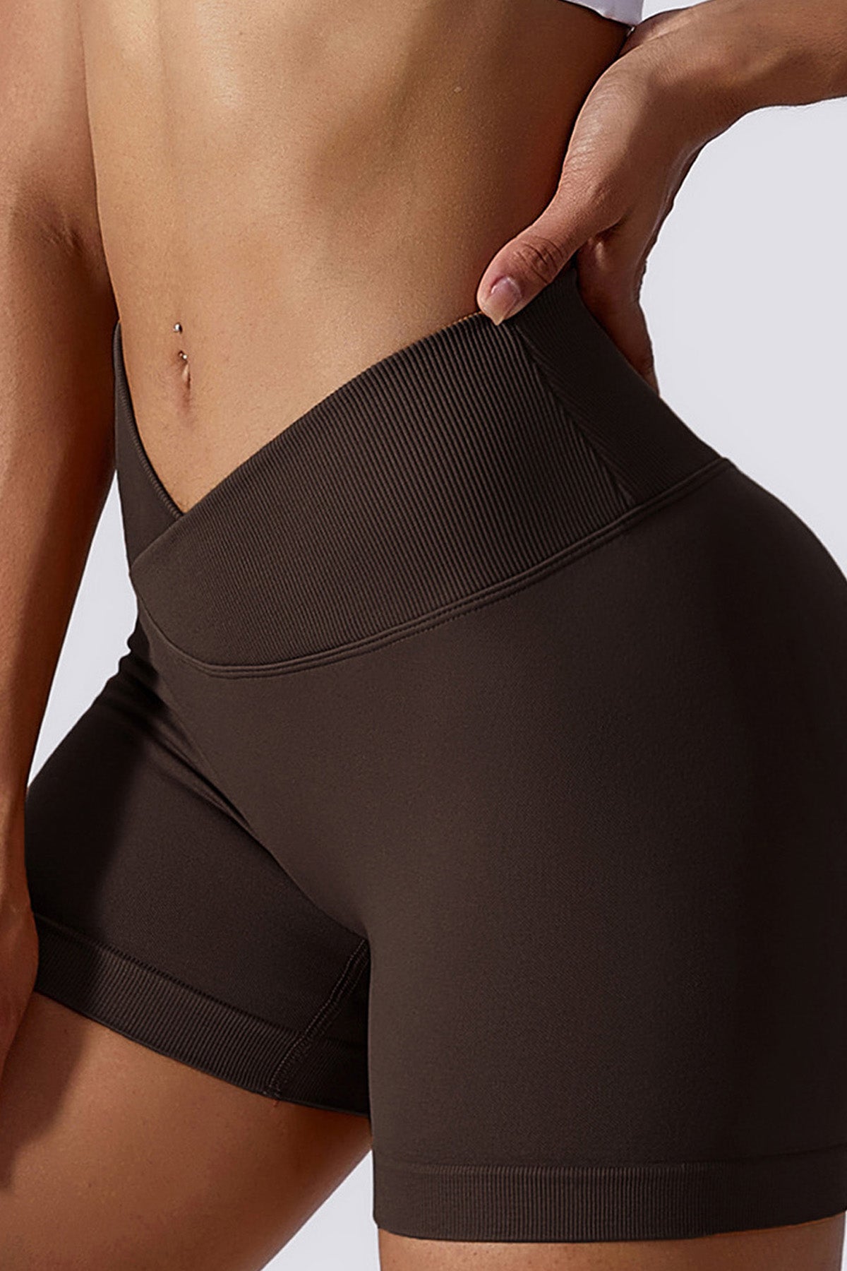 Cross-Waist Sculpting Workout Shorts