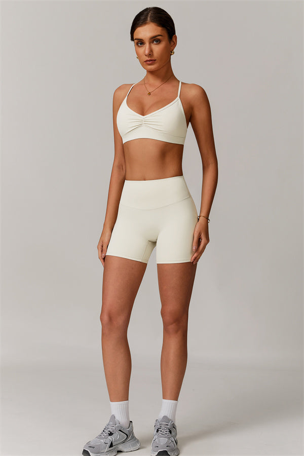 Pleated Crisscross Sports Bra