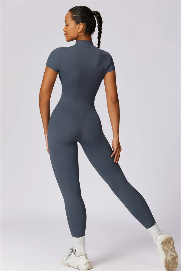 High-Performance Zip-Front Active Jumpsuit