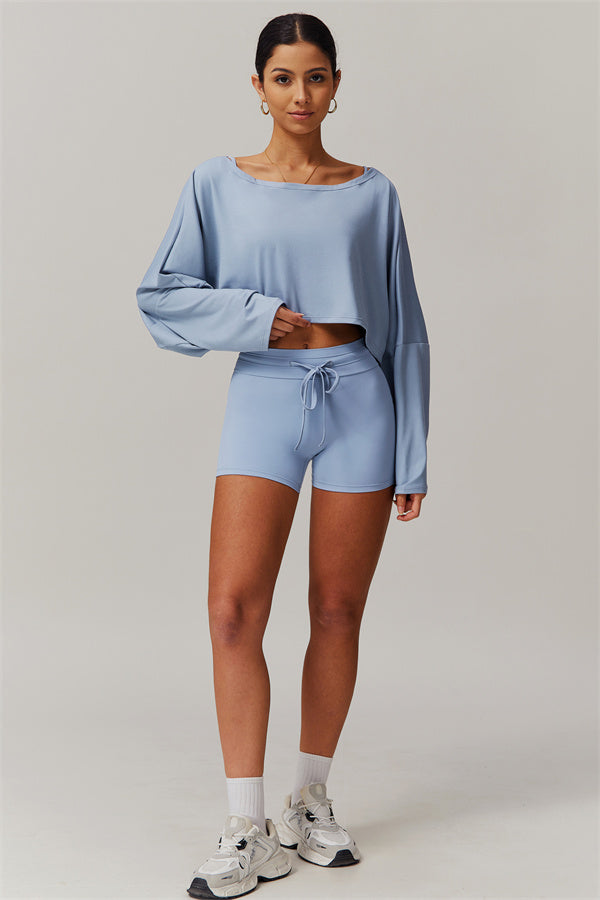 Asymmetrical Off-Shoulder Cropped Pullover