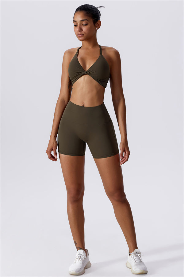 Twist-Front Crossback Sports Bra