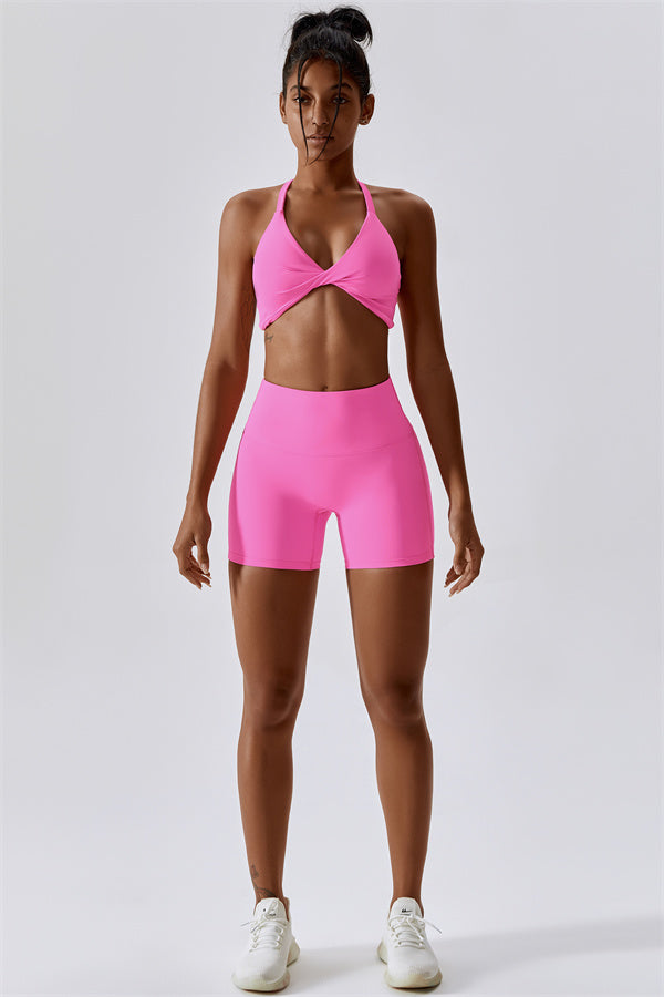 Twist-Front Crossback Sports Bra