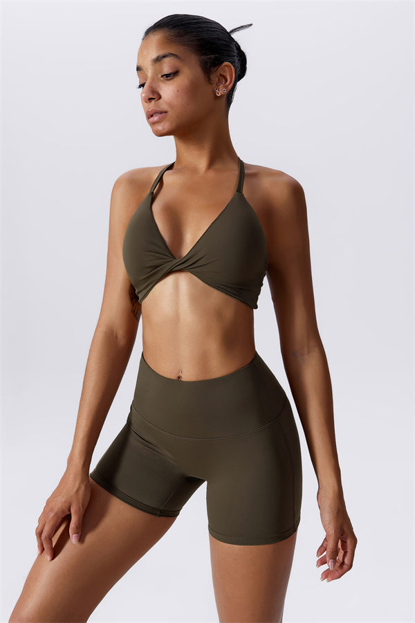 Twist-Front Crossback Sports Bra
