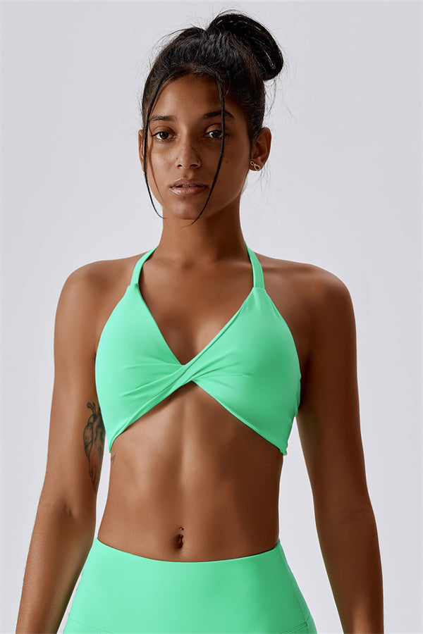 Twist-Front Crossback Sports Bra