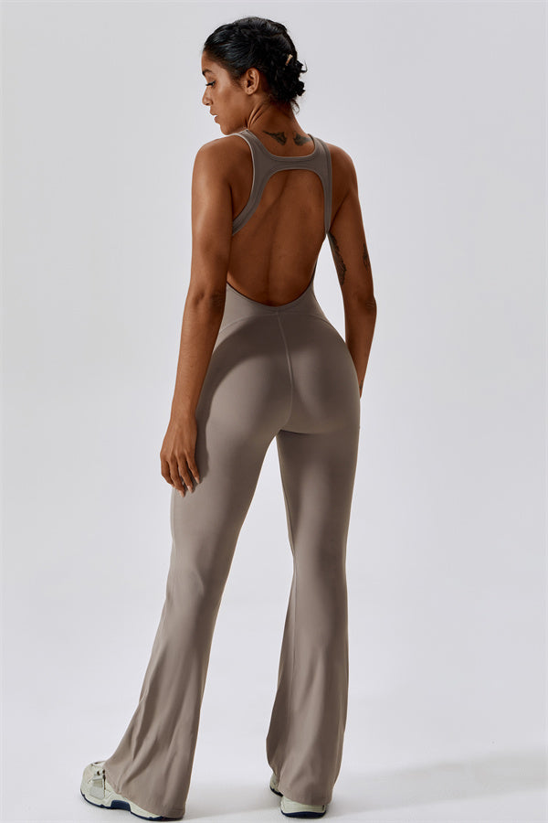 Open-Back U-Neck Workout Jumpsuit