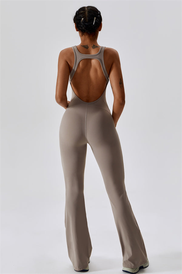 Open-Back U-Neck Workout Jumpsuit