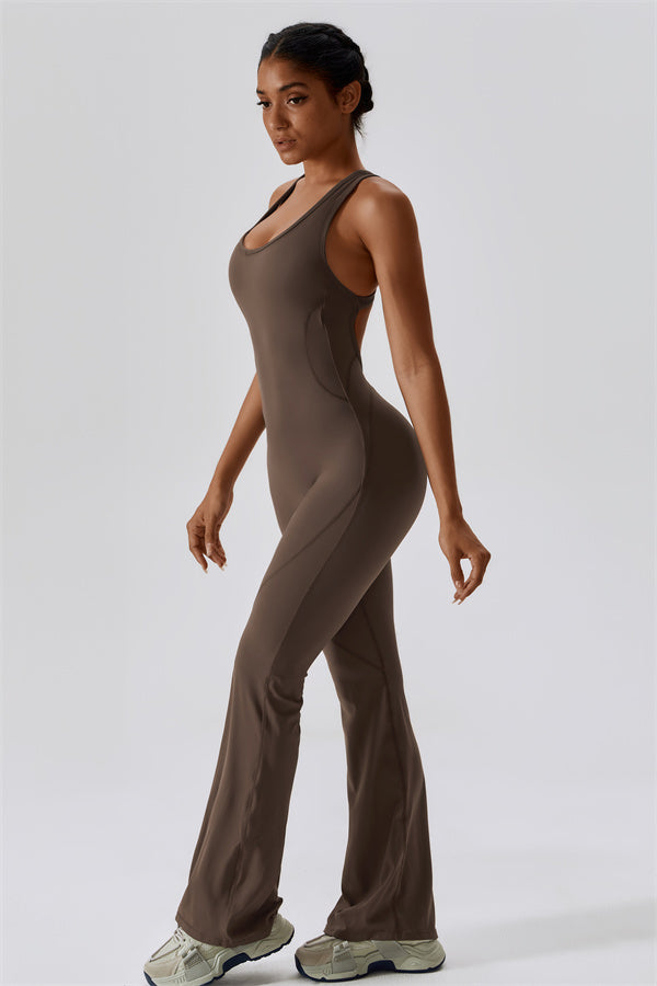Open-Back U-Neck Workout Jumpsuit