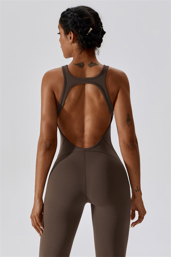 Open-Back U-Neck Workout Jumpsuit
