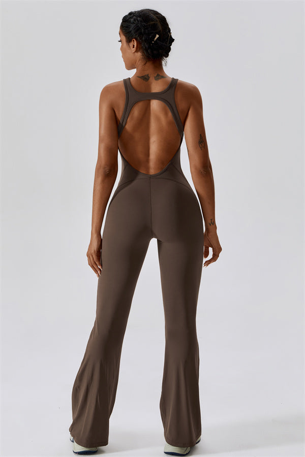 Open-Back U-Neck Workout Jumpsuit