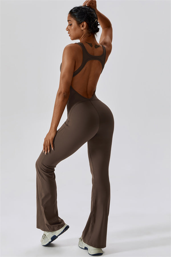 Open-Back U-Neck Workout Jumpsuit