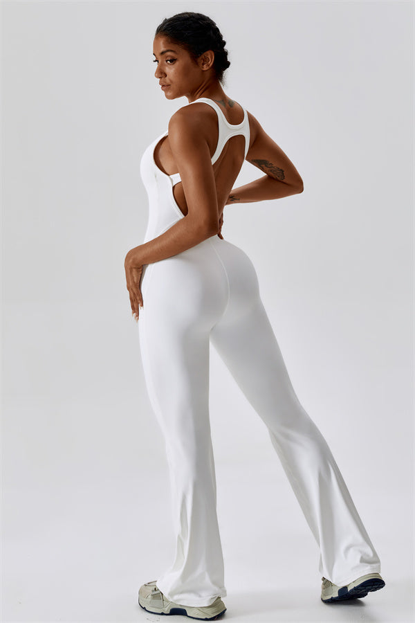 Open-Back U-Neck Workout Jumpsuit