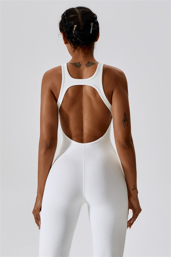 Open-Back U-Neck Workout Jumpsuit