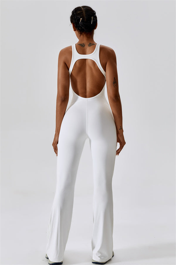 Open-Back U-Neck Workout Jumpsuit
