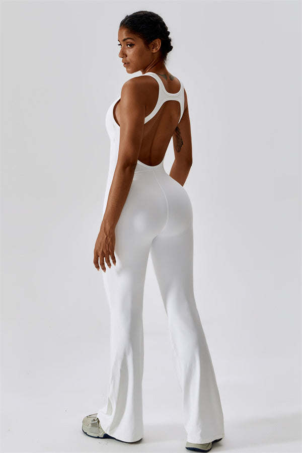Open-Back U-Neck Workout Jumpsuit