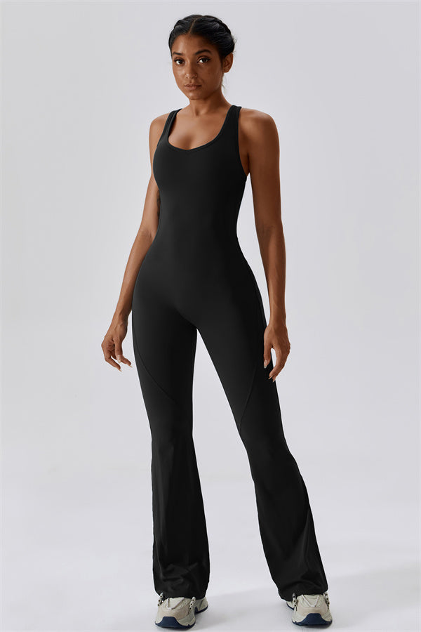 Open-Back U-Neck Workout Jumpsuit