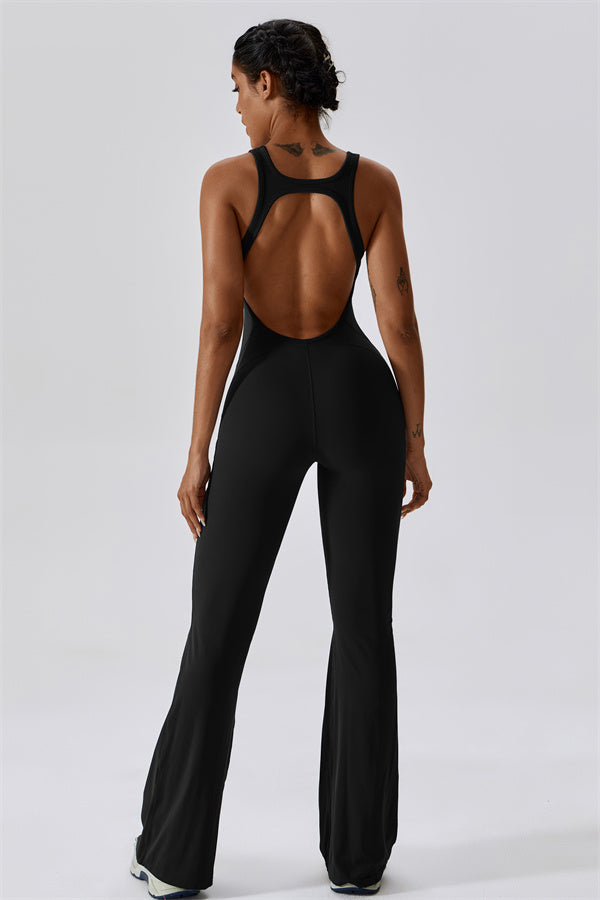 Open-Back U-Neck Workout Jumpsuit