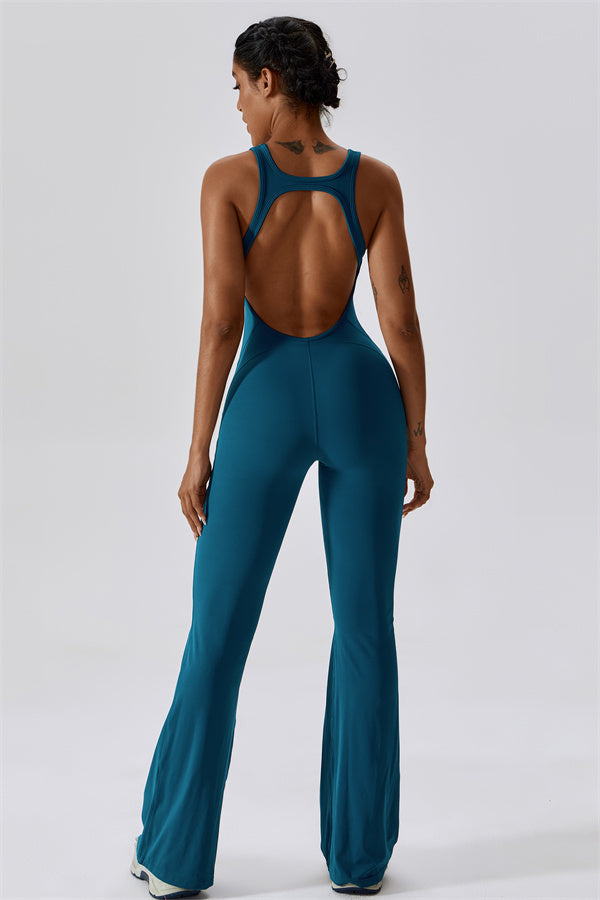 Open-Back U-Neck Workout Jumpsuit