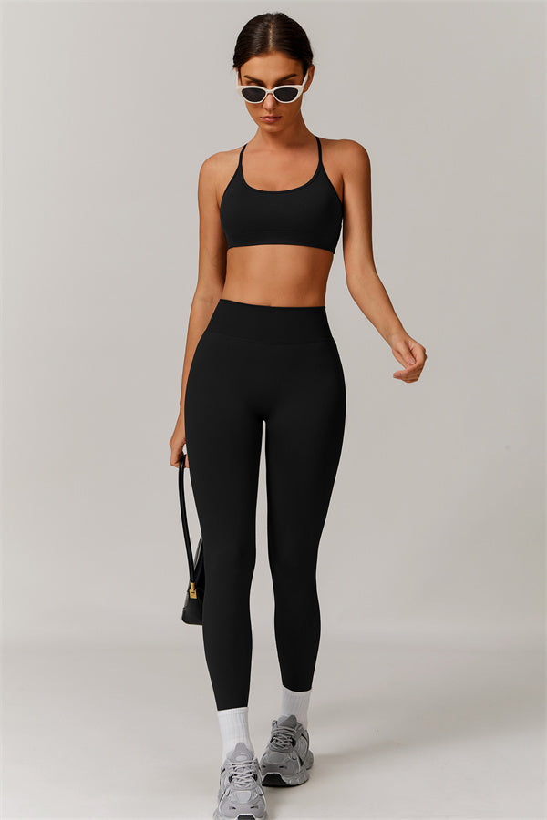Seamless Cross-Back Sports Bra & Sculpt Legging Set