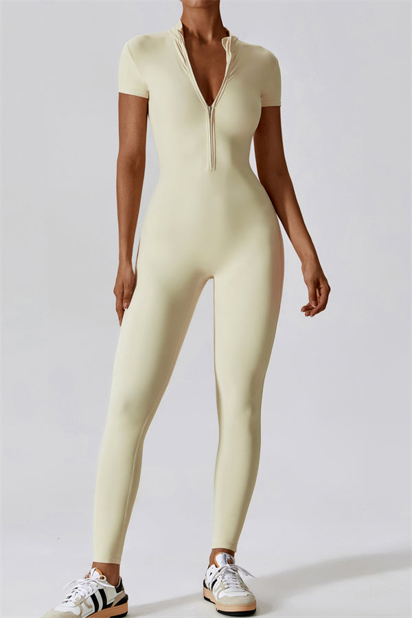 High-Performance Zip-Front Active Jumpsuit