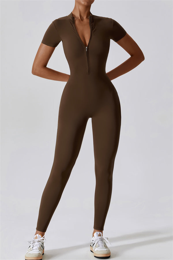 High-Performance Zip-Front Active Jumpsuit