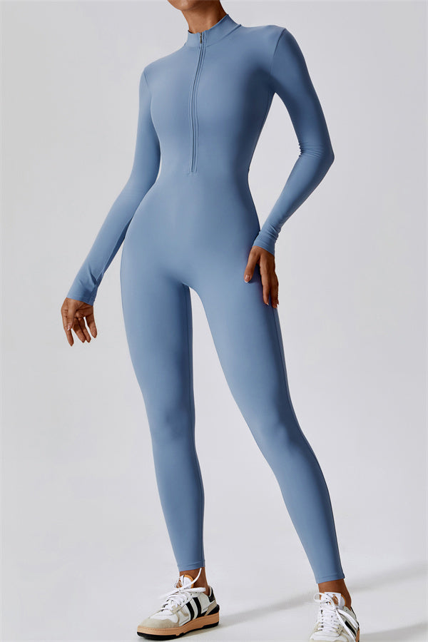 Seamless Long Sleeve Half-Zip Jumpsuit