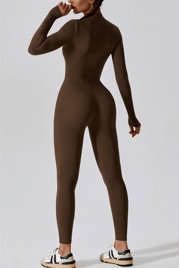 Seamless Long Sleeve Half-Zip Jumpsuit