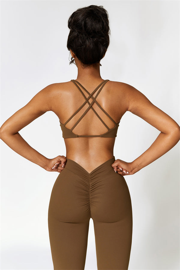 Twist-Front Cross Back Sports Bra