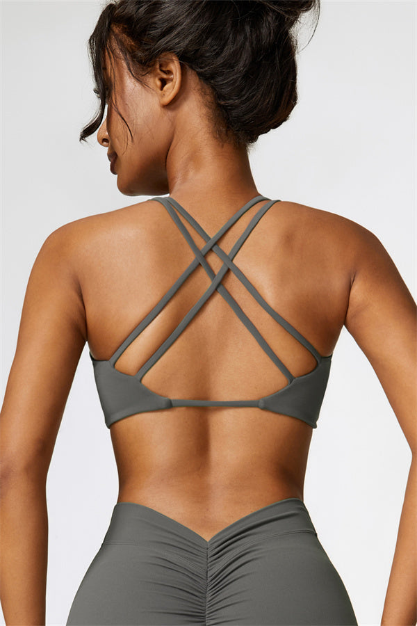 Twist-Front Cross Back Sports Bra