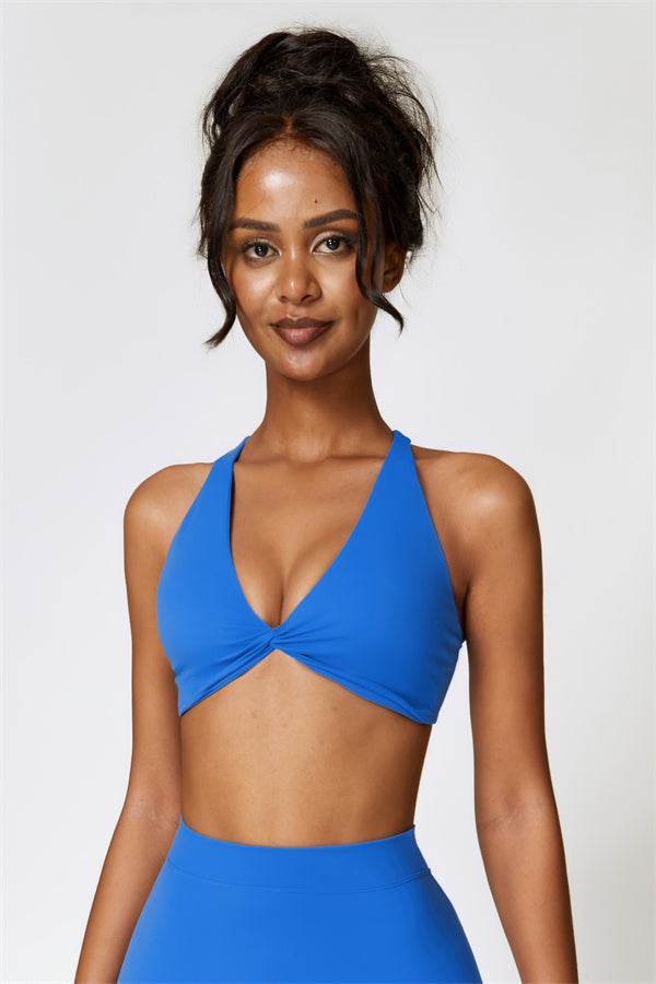 Twist-Front Cross Back Sports Bra