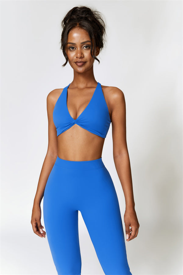 Twist-Front Cross Back Sports Bra