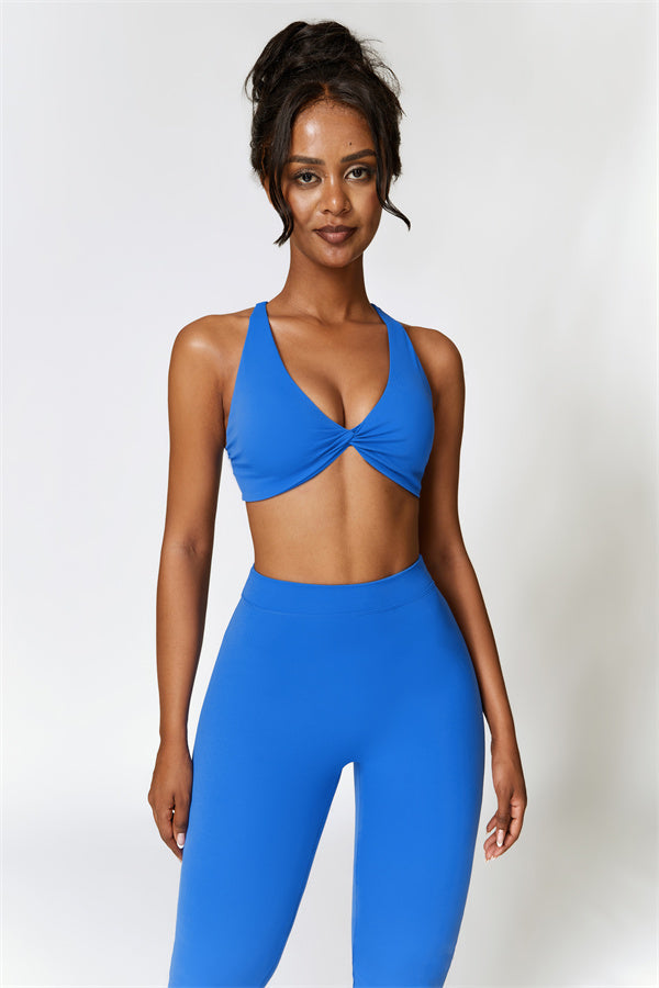 Twist-Front Cross Back Sports Bra