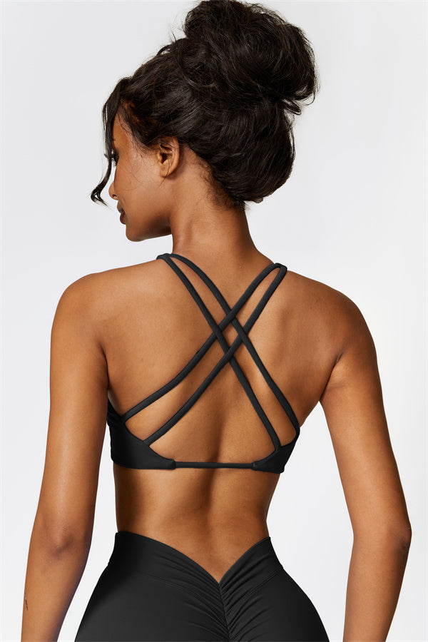 Twist-Front Cross Back Sports Bra