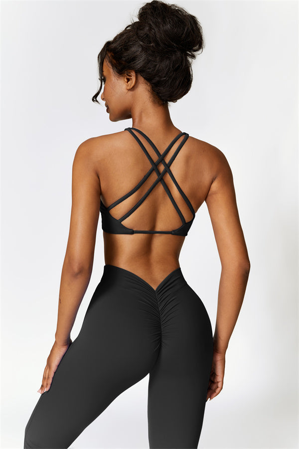 Twist-Front Cross Back Sports Bra