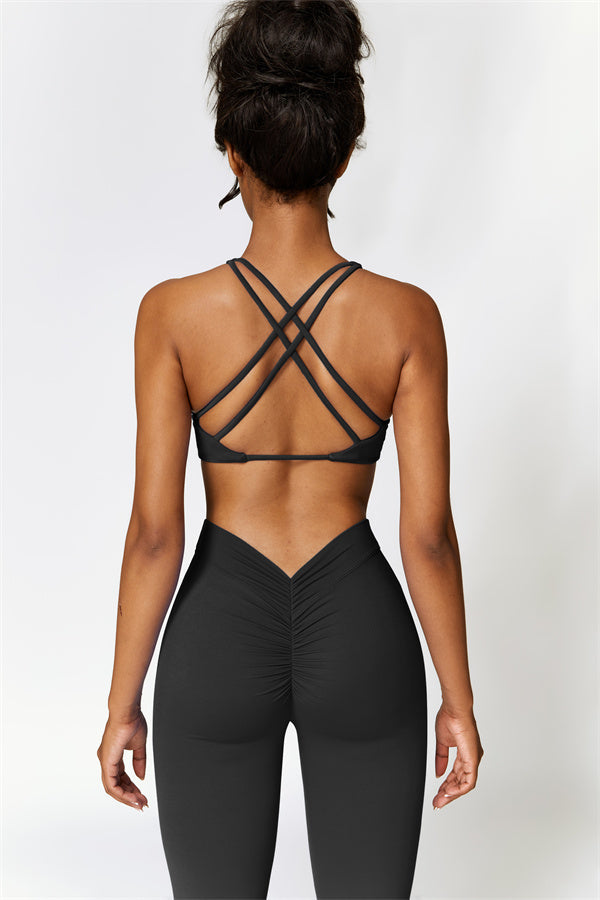 Twist-Front Cross Back Sports Bra