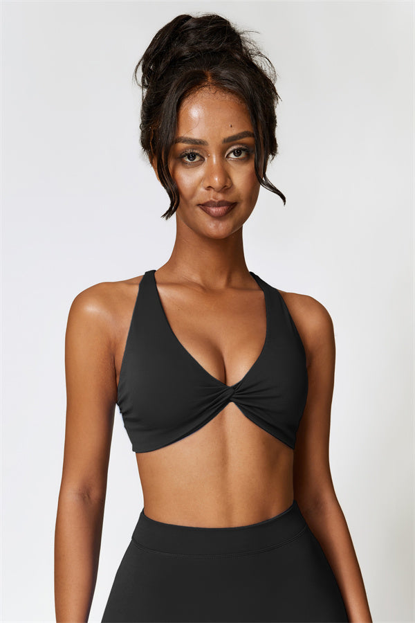 Twist-Front Cross Back Sports Bra