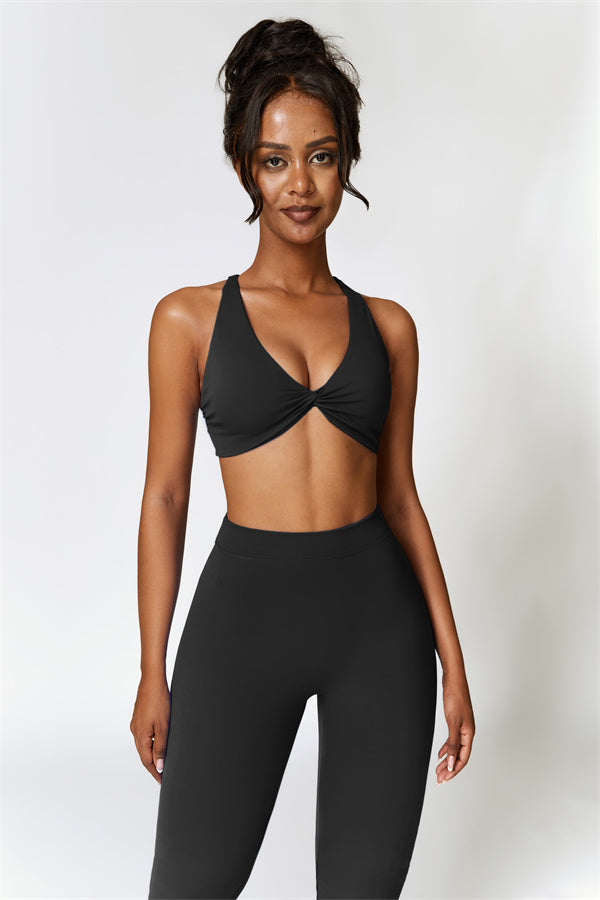 Twist-Front Cross Back Sports Bra