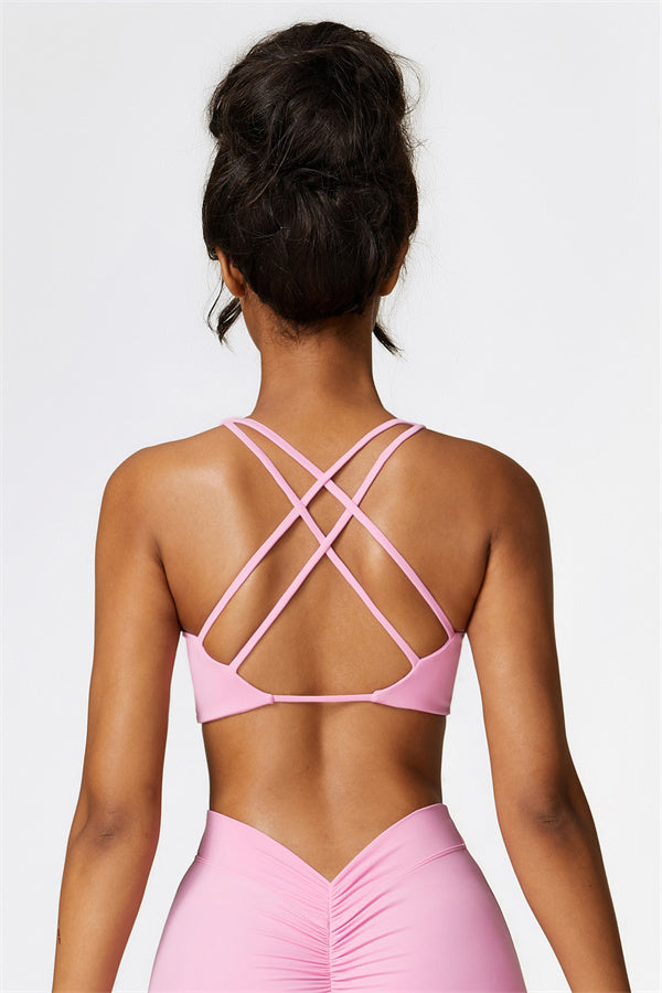 Twist-Front Cross Back Sports Bra