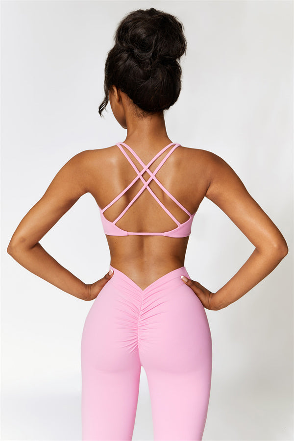 Twist-Front Cross Back Sports Bra