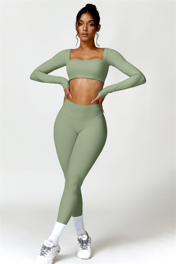 Seamless Long Sleeve Crop Top & Leggings Set