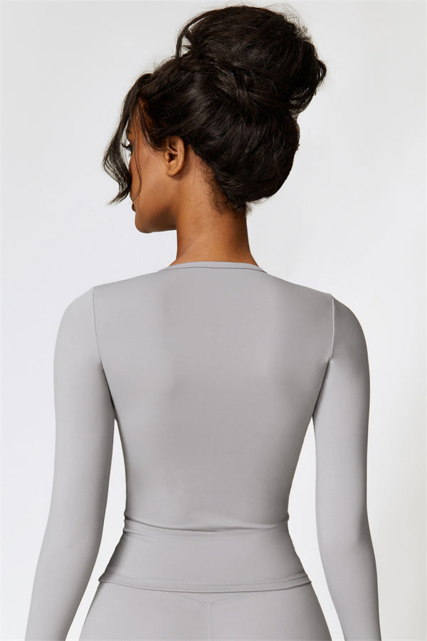 Sculpting Round Neck Long Sleeve Crop Top