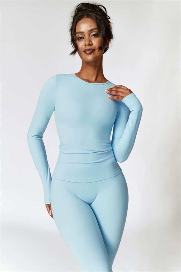 Sculpting Round Neck Long Sleeve Crop Top