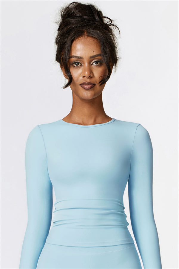 Sculpting Round Neck Long Sleeve Crop Top