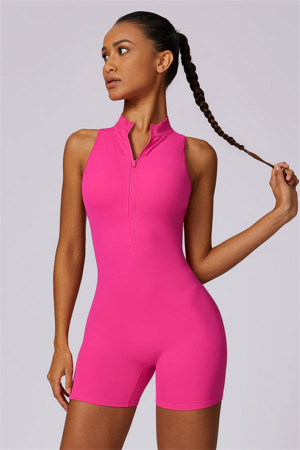 Half-Zip High-Neck Cutout Jumpsuit