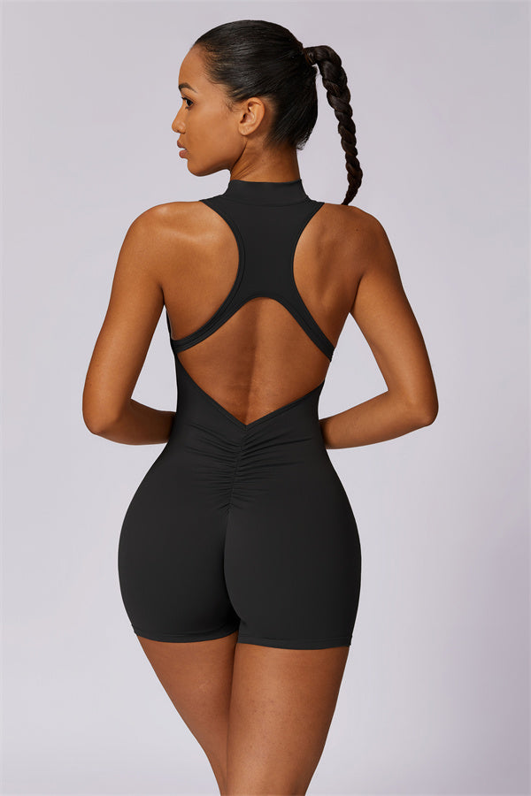 Half-Zip High-Neck Cutout Jumpsuit