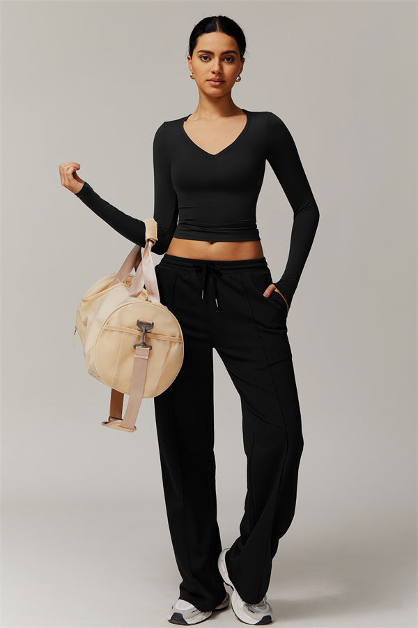 Straight-Leg & Wide-Leg Sweatpants with Drawstring