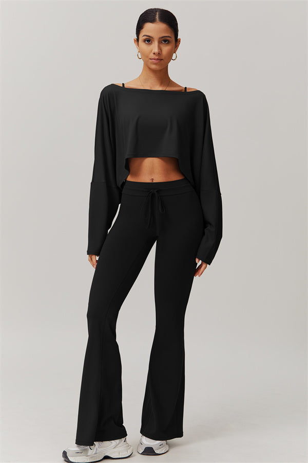 Asymmetrical Off-Shoulder Cropped Pullover