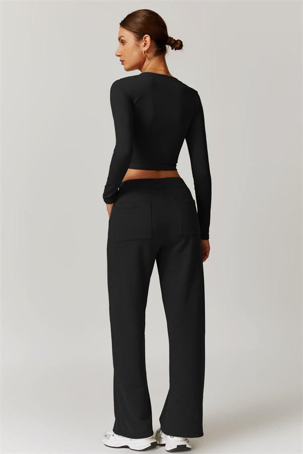 Straight-Leg Sweatpants with Side Pockets