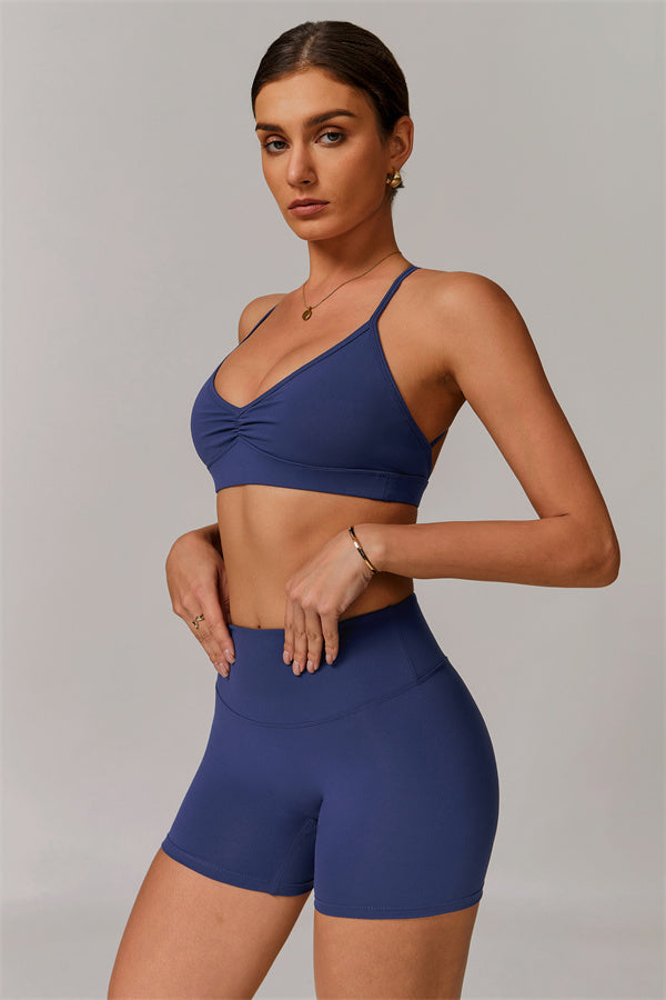 Pleated Crisscross Sports Bra