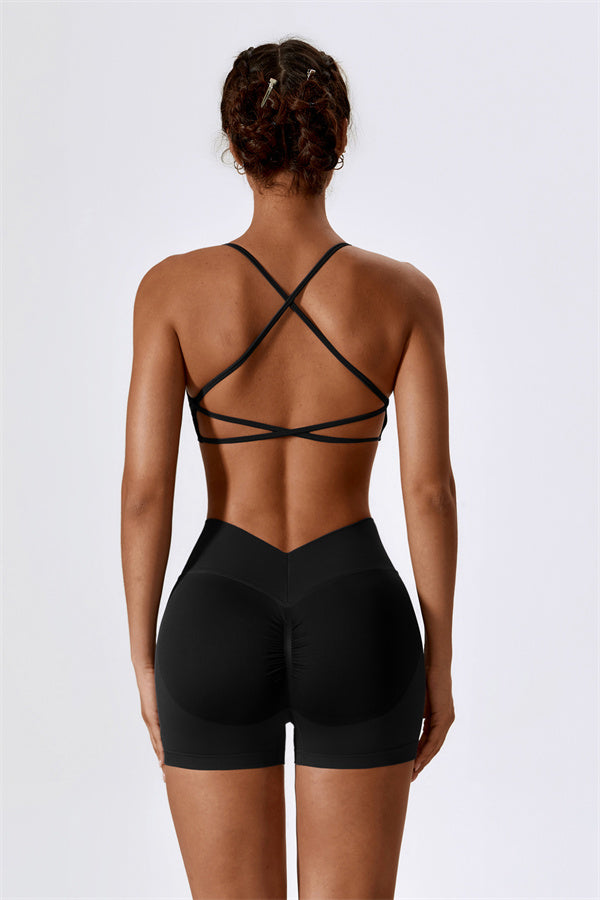 U-Neck Sculpting Sports Bra & High-Waist Shorts Set