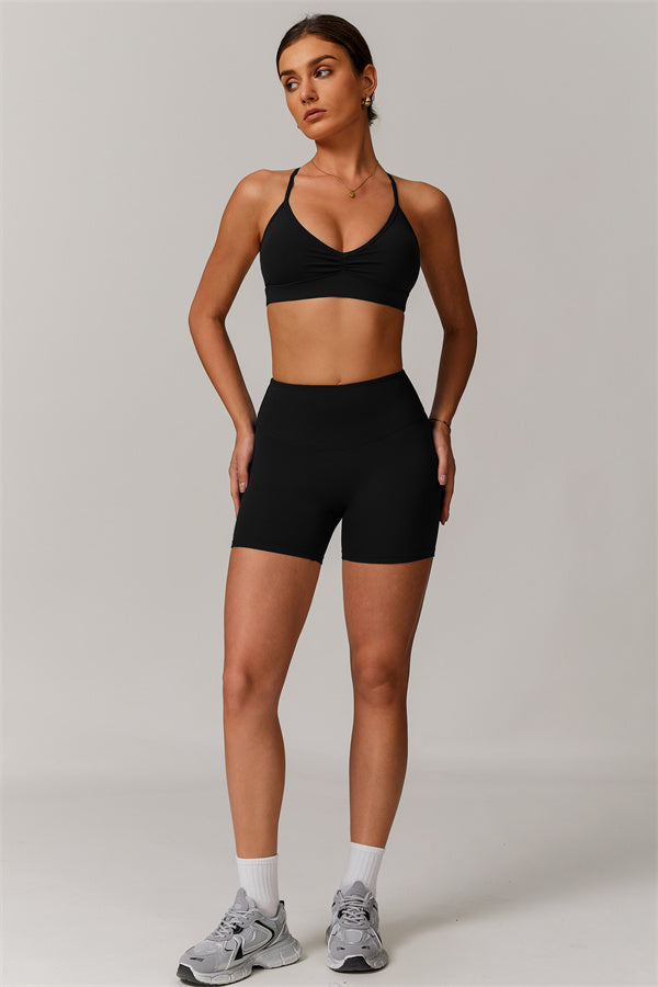 Pleated Crisscross Sports Bra
